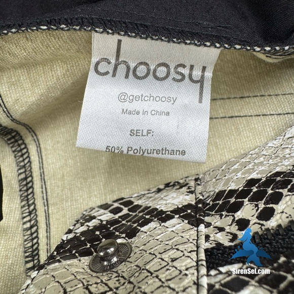 1151 NWT Choosy Elizabeth Faux Leather Pants – Size 4 - Black/Cream Snakeskin - Picture 13 of 16